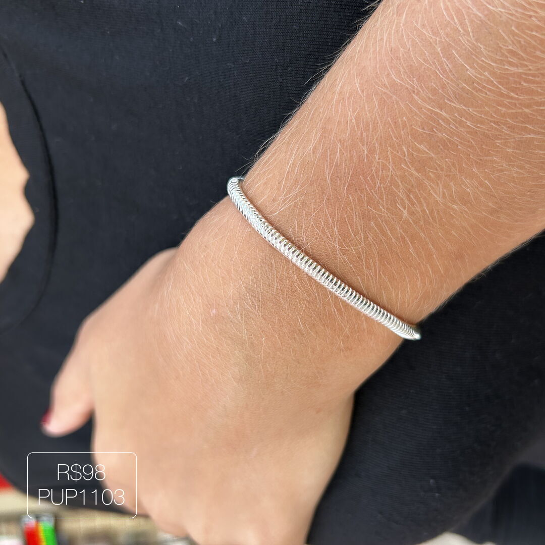 Pulseira Réplica P@ndora 16cm Liso Prateado